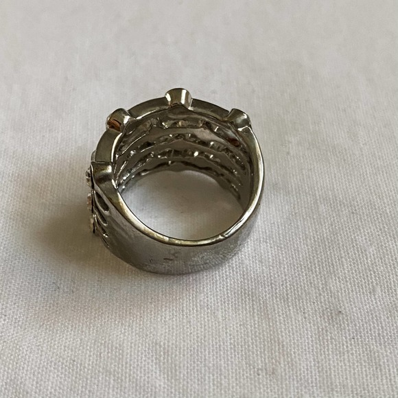 VTG Silver CZ Diamond Stacked Wide Ring - Picture 3 of 5